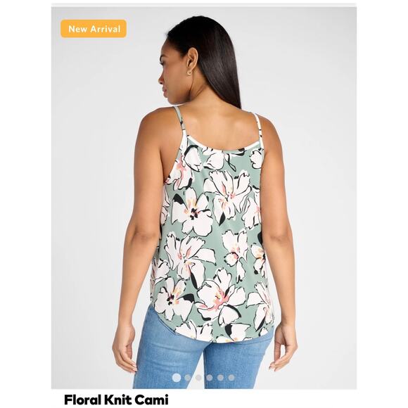 NWT WEST K Floral Knit Cami Wrap Front top in Green Floral - Women's size Medium - Picture 4 of 8